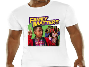 Family Matters white poly crew t-shirt